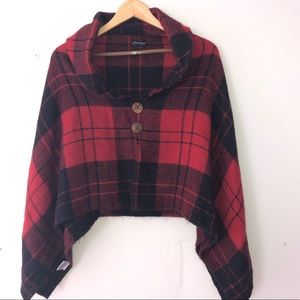 Red and black plaid shawl